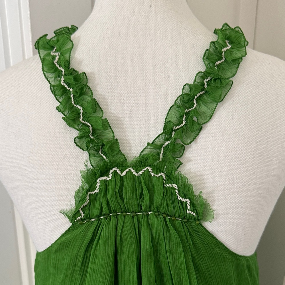 Max Studio Silk Green Halter Dress Vintage - Picture 3 of 5